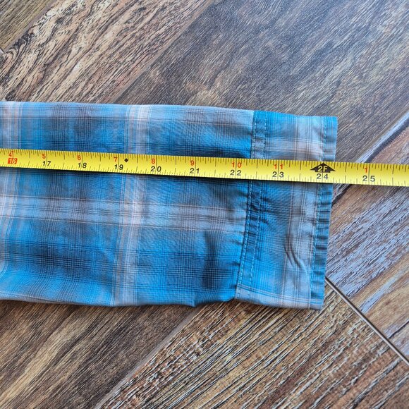 KUHL Outdoor Camping Button-Up Shirt Lightweight Blue Plaid Long Sleeve Pocket - Picture 12 of 14